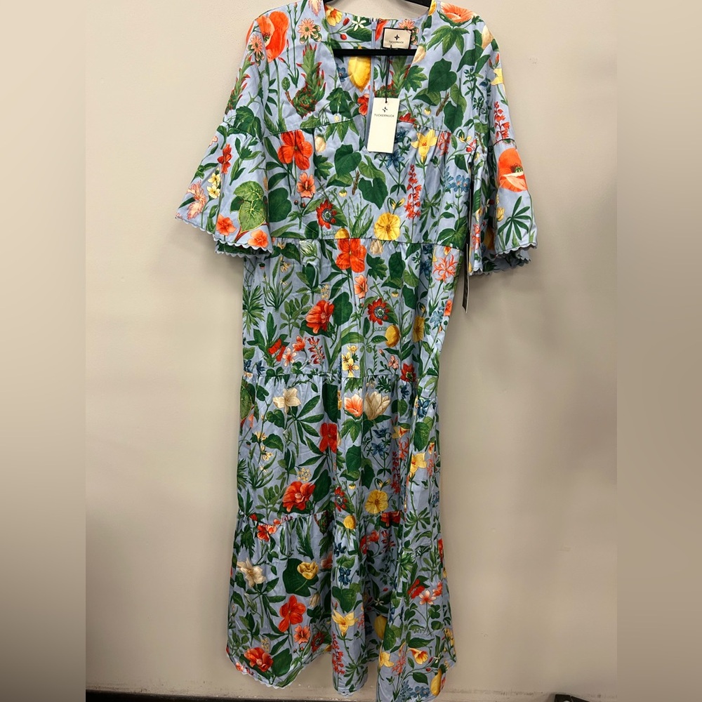 Tuckernuck Blooming Botanical Blue Ginger Dress 2XL